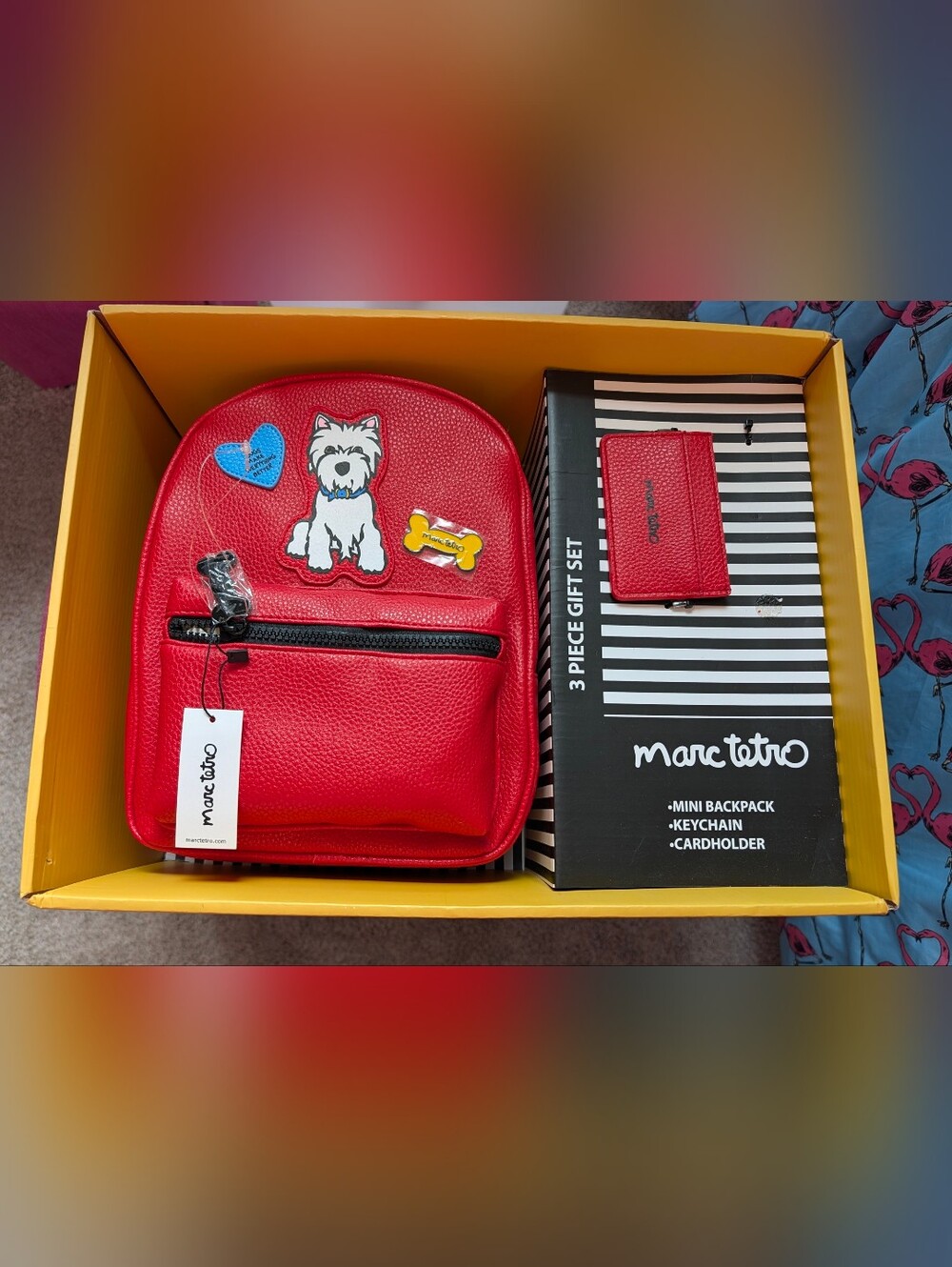 Marc Tetro Red Mini Backpack Gift Set 2 Piece Westie